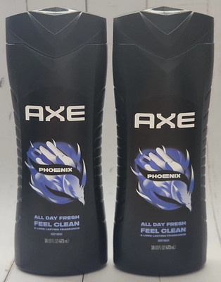 Lot of 2 Axe Phoenix All Day Fresh Body Wash 16 fl oz All Day Fresh Feel Clean
