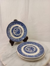 Set Of 4 Vintage 5.75 Inch Saucer Blue Willow Unmarked Side Plates