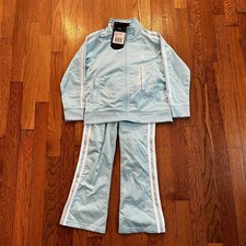 Adidas Kids Teal White 2 Piece Track Jogging Suit Set Size 5