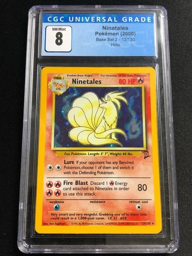 Pokemon 2000 Ninetales Base Set 2 13/130 Holo CGC 8