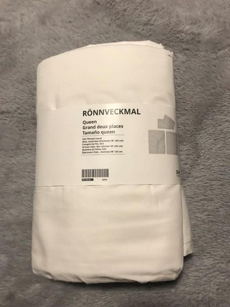 JUEGO DE SÁBANAS IKEA "RONNVECKMAL" BLANCO REINA 343 HILOS [NUEVO]