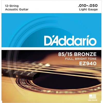 D'Addario EZ940 10-50 12-string 85/15 American Bronze Light -