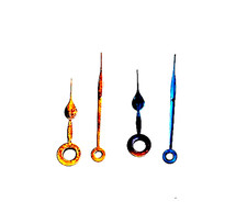 Illinois 18s size Pocket Watch Hands 18s Rainbow Spade Sword "2" pair Patina