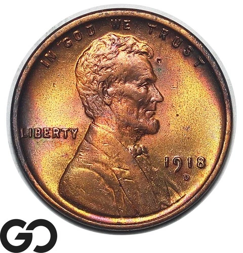 1918-D Lincoln Cent Wheat Penny, Beautiful Gem BU++
