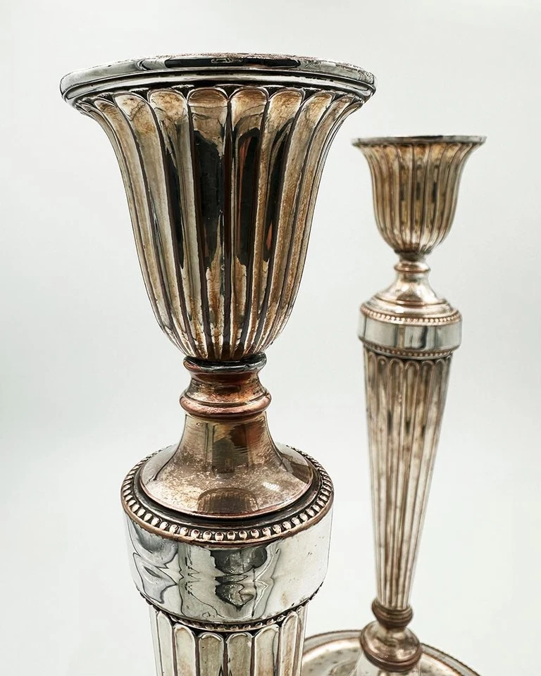 PAR DE CANDELABROS A JUEGO PLACA SHEFFIELD ANTIGUA GEORGE III c1785 Foto 4 de 4