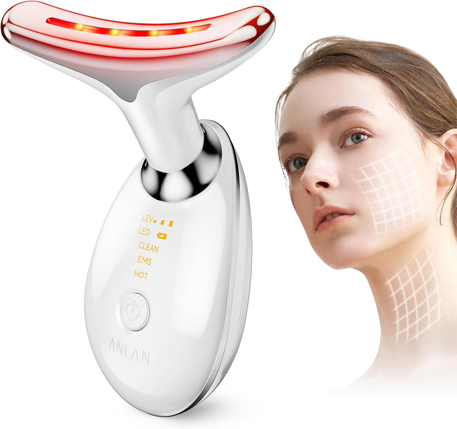Dispositivo Bellezza Antirughe 45℃ | Massaggiatore Viso LED EMS