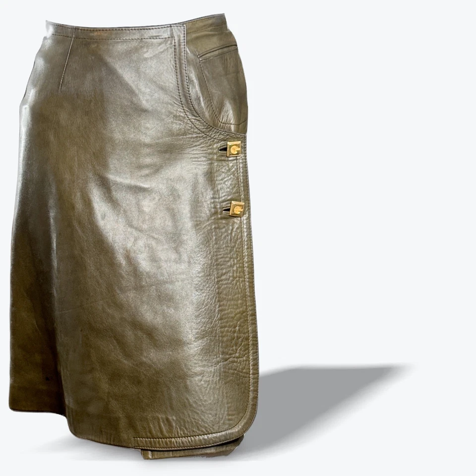 Vintage Gherardini Firenze Midi Skirt 1970 Made in Italy Leather Bonwit Teller - Image 2 of 4