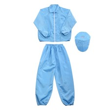 ESD Lab Coat Anti-static Clothing Smock Clothes Full Sleeve w Hat Blue XL