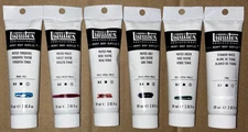 Liquitex Heavy Body Acrylic 6 Paint 2fl oz /59ml Muted Colors & White Tubes NEW