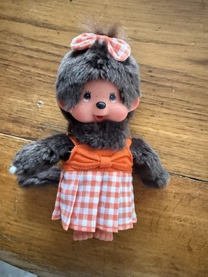 Monchhichi Sekiguchi Mädchen 20 Cm Kleid mit Schleife Orange Top Zustand