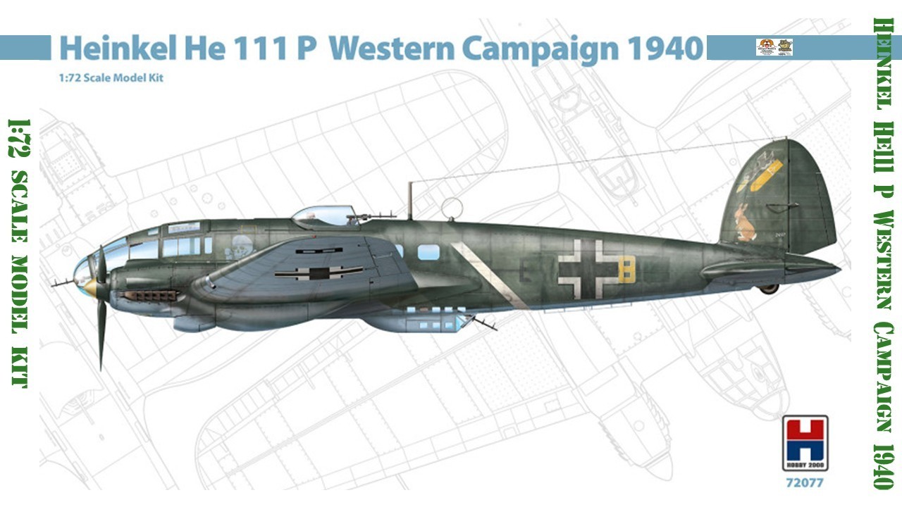 1:72 WWII Heinkel He 111 P Western Campaign 1940 scale model kit by Hobby 2000