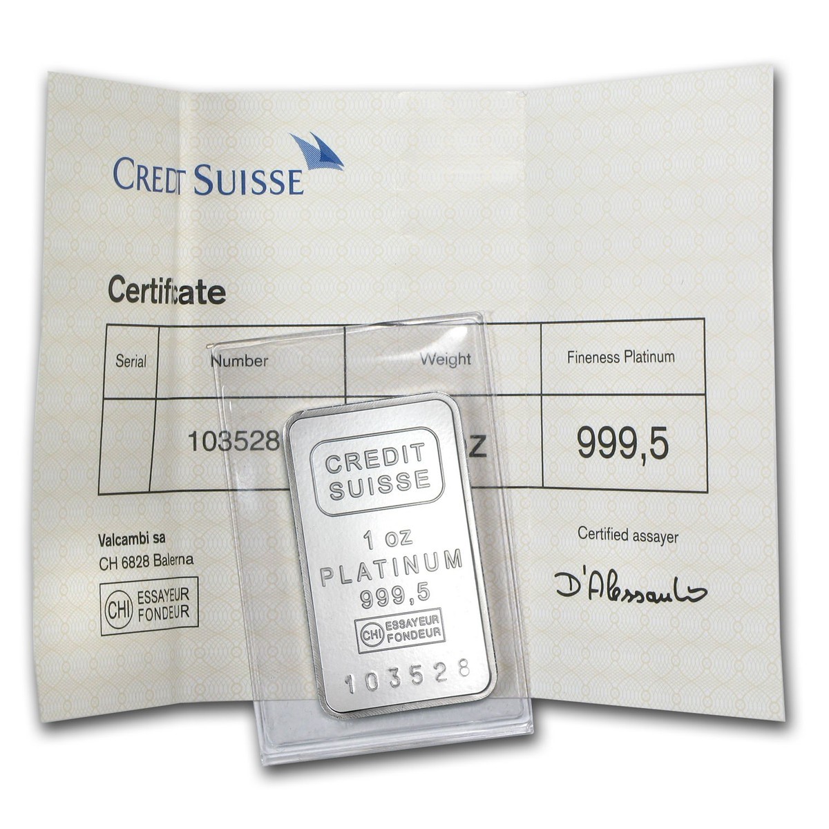 1 oz Platinum Bar - Credit Suisse (.9995 Fine, w/Assay) | eBay