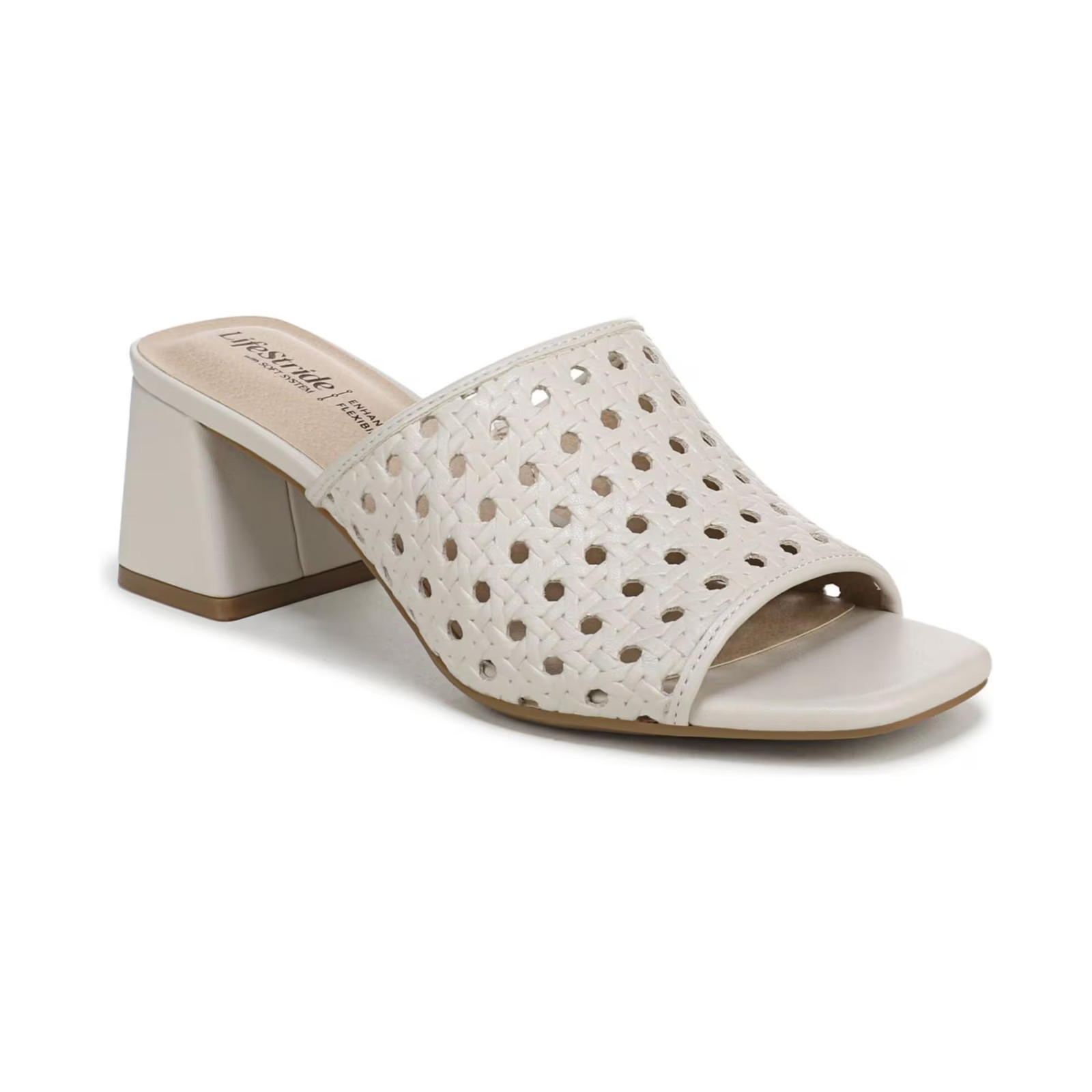 Women's LifeStride Colette 3 Slide Sandals Bone White Faux Leather