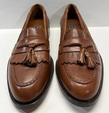Bostonian Mens Shoes Size 10 Brown Leather Loafers Florentine First Flex Tassels