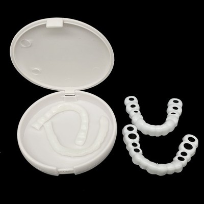Smile Snap On Upper + Lower False Teeth Dental Veneers Denture Tooth Cover Set