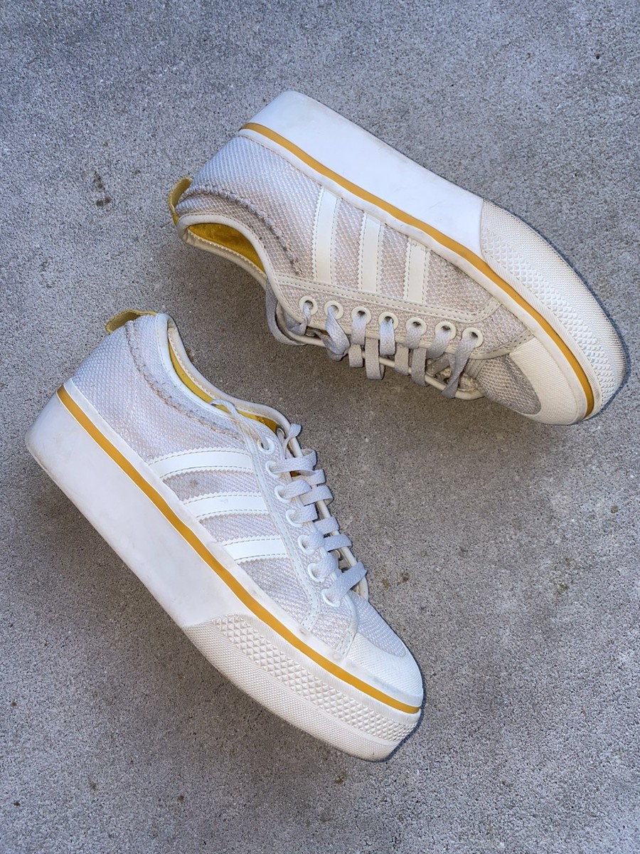 Adidas Nizza Platform Yellow White Cream Womens Size 8 Athletic Shoes  Sneakers | eBay