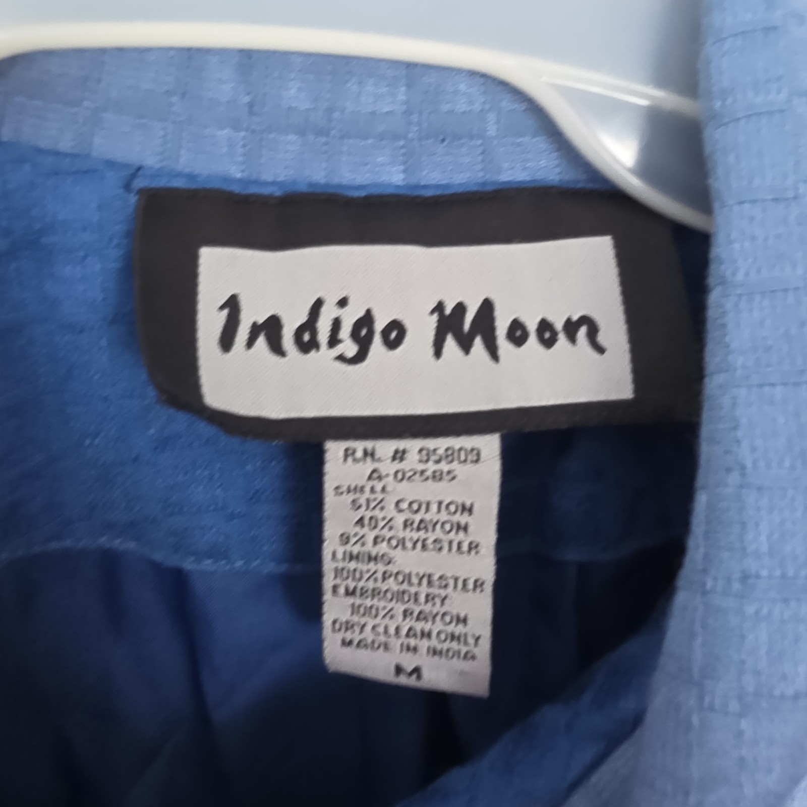 Indigo Moon Blue Patchwork Floral Embroidered Art… - image 3