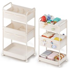 Baby Diaper Caddy, Premium Metal Felt Movable Cart with Dividers for Newborn...