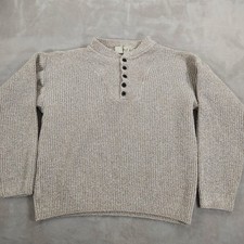 Vintage USA Eddie Bauer Mens Sweater Large Pullover Henley Knit Outdoorsy Hiking