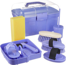 Grooming Box Filled for Children, Purple (Care Kit for Horses) 321765, 8 Pieces