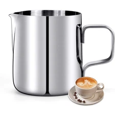 HULISEN Milk Frothing Pitcher, 6.8oz/200ml Stainless Steel Frother Cup,