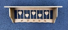 Vintage Wooden Wall Shelf Heart Cutouts Spindle Design With Pegs Country Decor