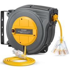 50 FT Retractable Extension Cord Reel, 14AWG/3C SJTW Power Cord Storage Reel,...
