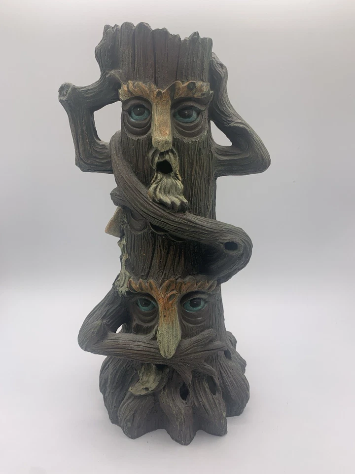 Incense Burner Smoking Tree Faces See Speak Hear No Evil Plastic 11" Used - Image 3 of 4