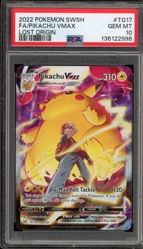 Pokemon Pikachu VMAX Lost Origin Trainer Gallery Full Art #TG17 PSA 10 Gem Mint