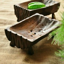 Natural Wooden Soap Dishes Tray Holder Handmade Bath Shower Soap Storage Rack