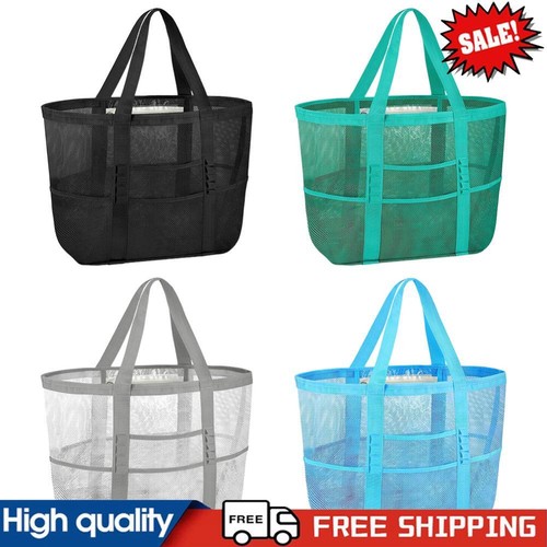 Damen Netz Strandtasche Einfarbig Faltbar Tragetasche Wasserdicht Yoga Trainingstasche