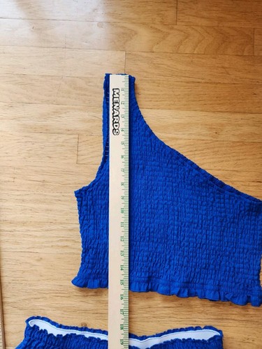 GOMORN  Women's Blue 2 Piece Outfit*Smocked Top & Wide Pant*szLg*Very Good Cond. - Bild 4 von 10