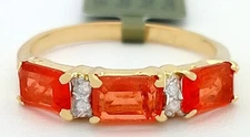 GENUINE 1.95 Cts PADPARADSCHA SAPPHIRE & DIAMOND RING 10K YELLOW GOLD - NWT