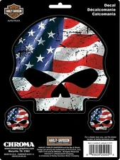 Chroma Graphics 25055 Decal - Licensed Harley-Davidson® Skull in American Flag