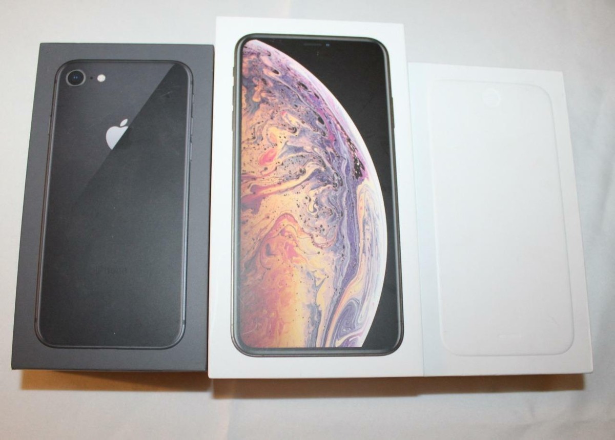 Three (3) EMPTY Apple iPhone Boxes iPhone 6 Xs Max & 8 Paperwork
