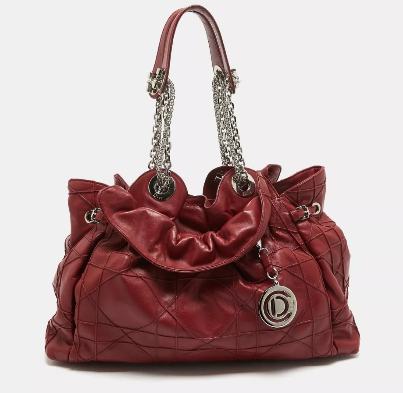 Sac à main sac à main en cuir logo matelassé Dior Red Cannage Le Trente Hobo cuir