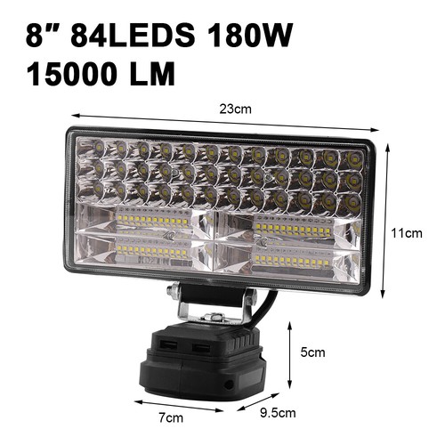 LED Work Light Torch +2 USB Camping Workshop Flashlights For Makita 18V Battery - Picture 20 of 20