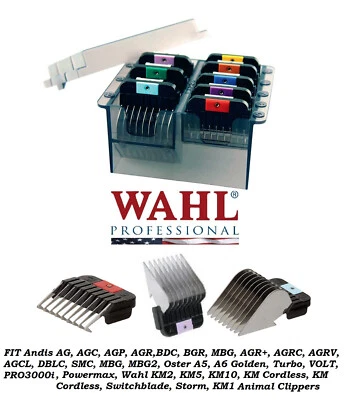 Wahl 8pc STAINLESS STEEL BLADE GUIDE COMB SET*METAL*FIT MANY OSTER,ANDIS CLIPPER