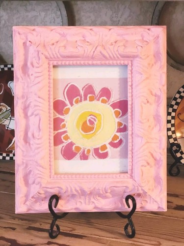 Beautiful Ornate Baby Pink Frame w/ Iron Stand Holds 5x7