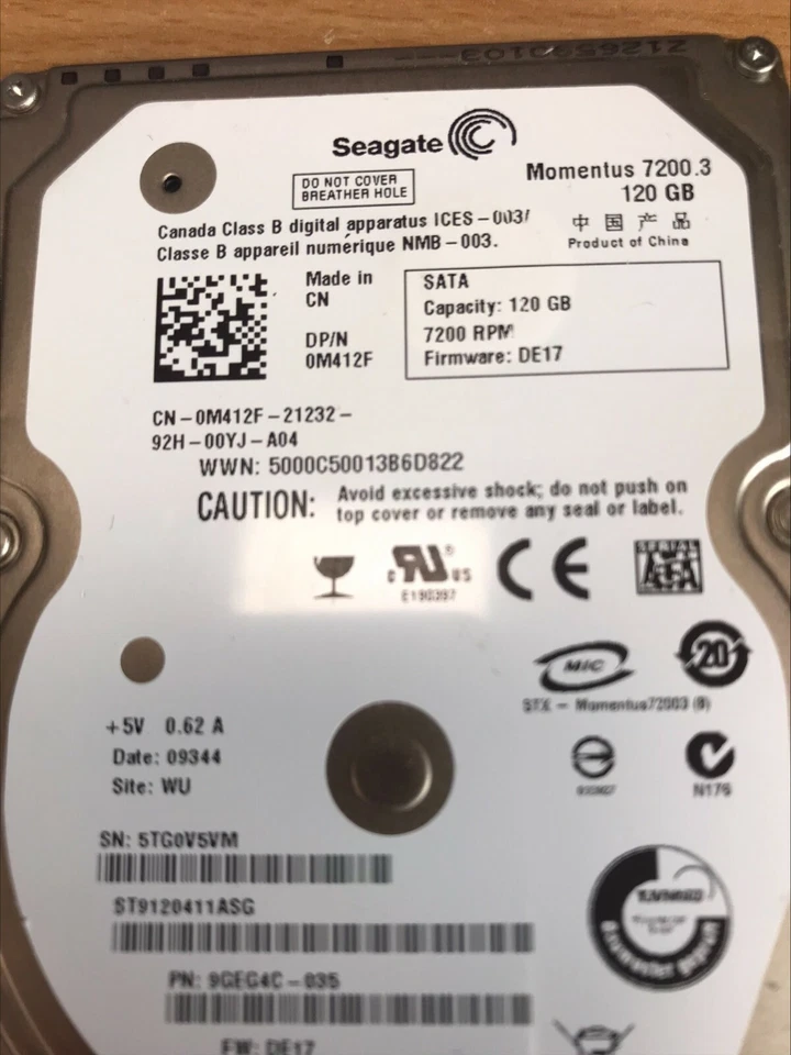 SEAGATE MOMENTUS 120GB SATA DRIVE - ST9120411ASG - 9GEG4C - 035 - Image 2 of 4