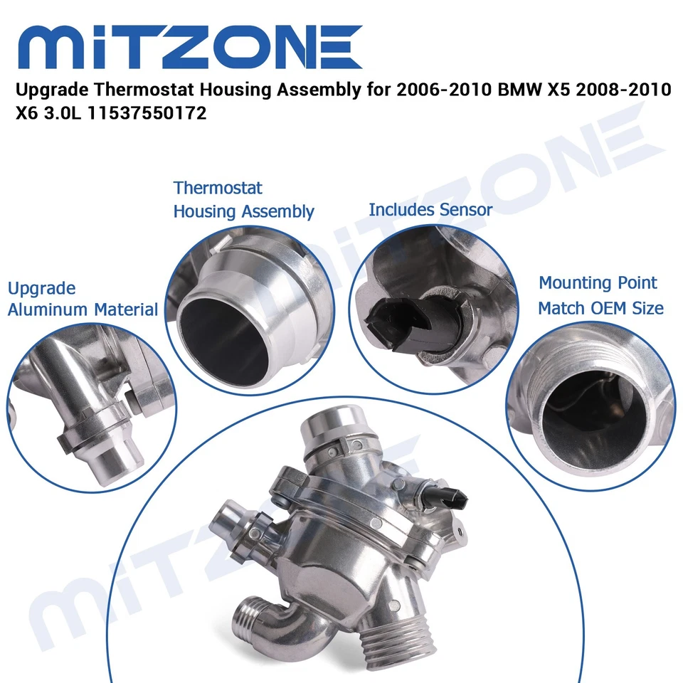 Conjunto de carcasa de termostato de actualización para BMW X5 2006-2010 X6 3,0 L⭐⭐⭐⭐⭐⭐⭐ Foto 4 de 4