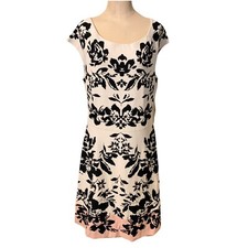 Eliza J Sweater Dress Size 2X Womens Black Pink Floral Print Fit Flare Knit