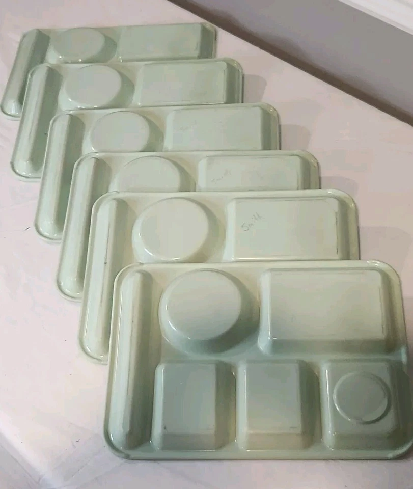 6 Vintage Lunch Trays Divided 6 Slot Mint Green Arrowhead 1400-A Melamine - Image 2 of 4