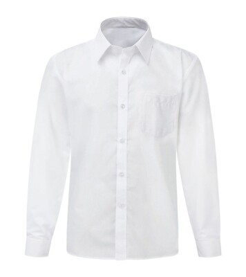 Jungen Polycotton Schulhemd weiß kurz/langarm bügelleicht Fronttasche
