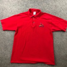 VTG St Louis Cardinals Polo Shirt Mens Large Red Embroidered Logo Short Sleeve