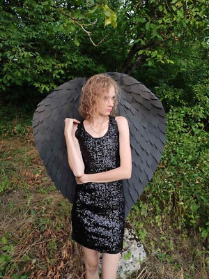 Angel Black Wings lucifer Cosplay Photo Props festival party