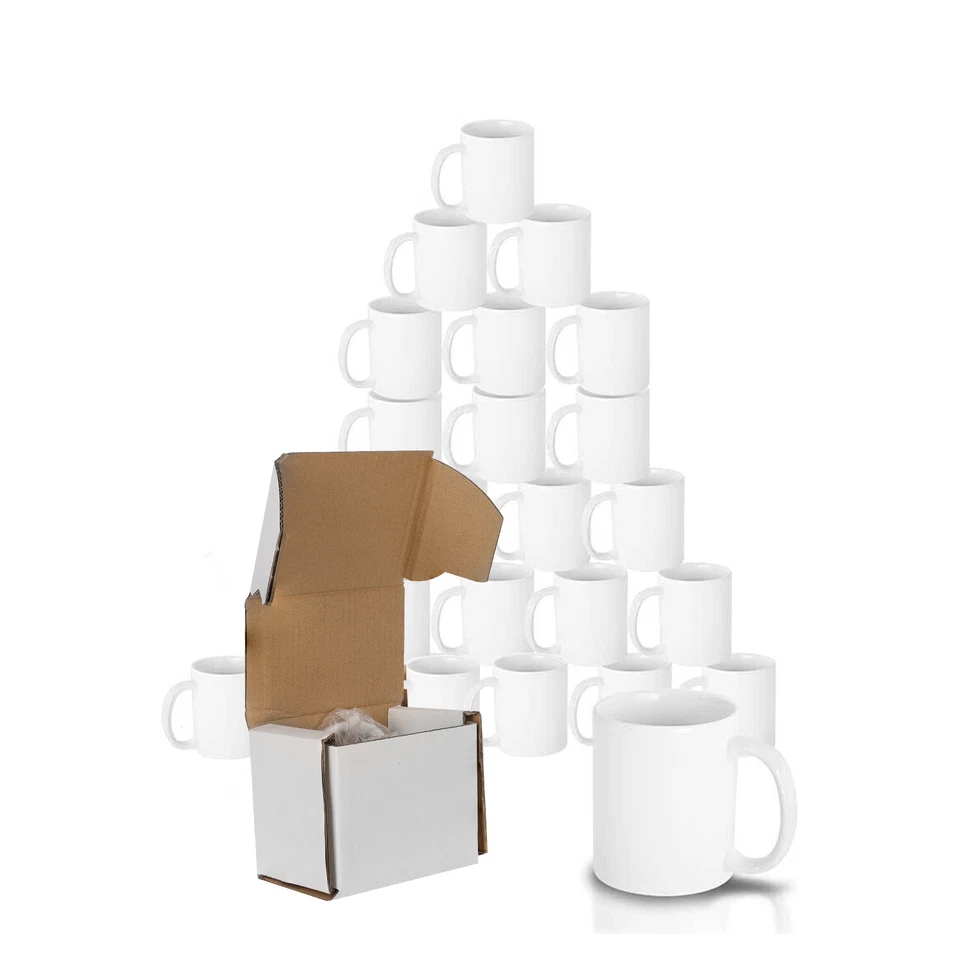 SIGNZWORLD Sublimationstasse 11oz Weiße Keramiktassen für den Sublimationsdruck 24 Tassen