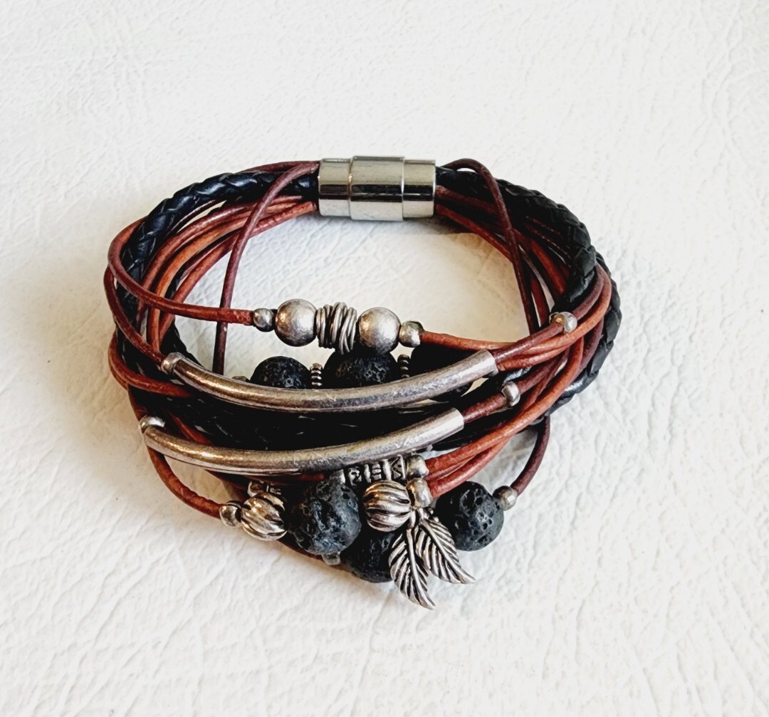 Modern Multi String Sterling Vulcanic Stone Balls… - image 1