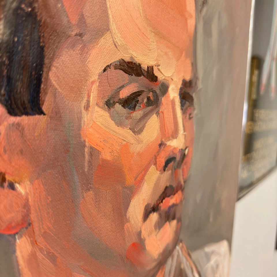 Pintura al óleo de la expresionista californiana Helen Haskell-Molles "El hombre serio" Foto 4 de 4