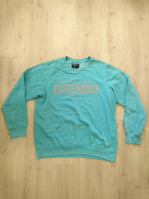 Identic Man Herren Pulli Gr. XL Türkis meliert mit Front Print